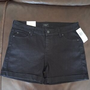 Celebrity Pink Black Jean Shorts with Rolled Hems